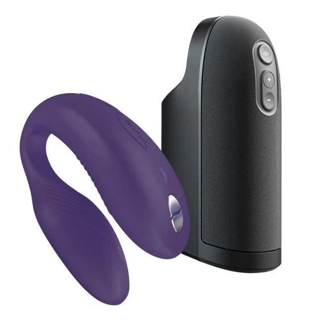 Purple vibrator and black masturbator