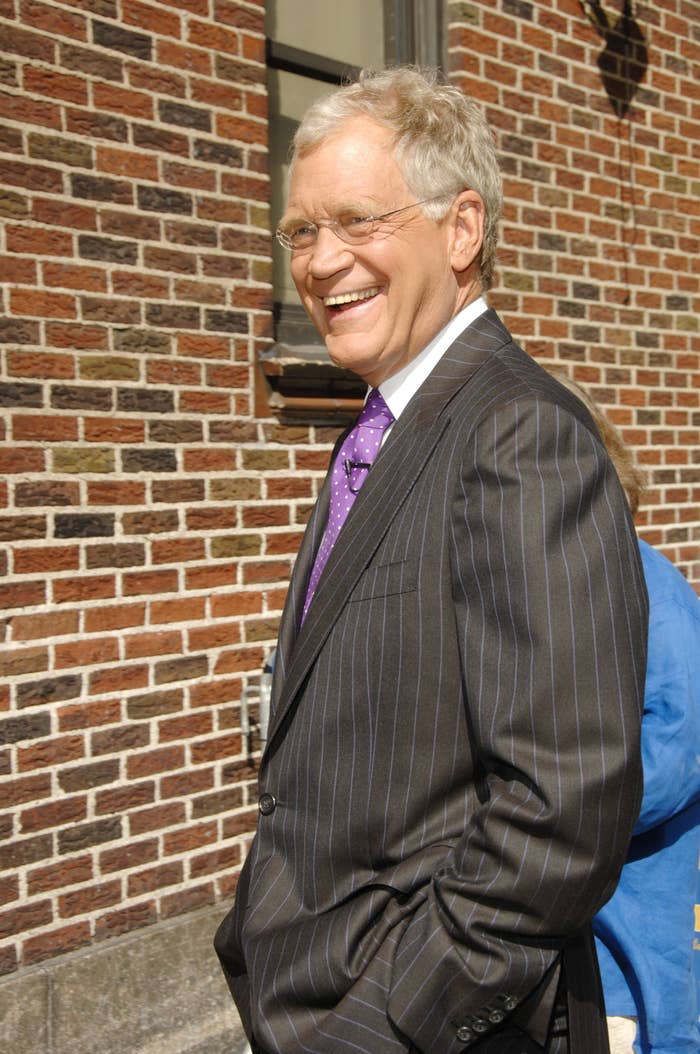 David Letterman in his 60s and a suit coat