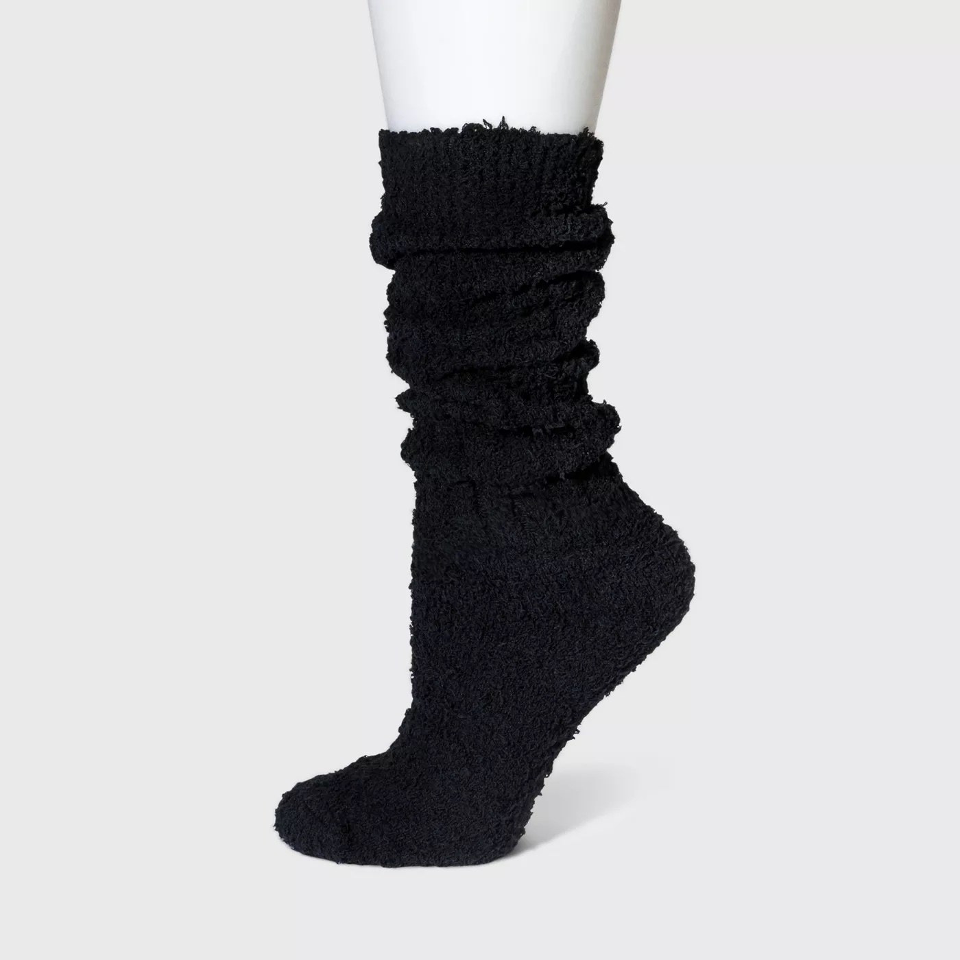 A black fuzzy sock