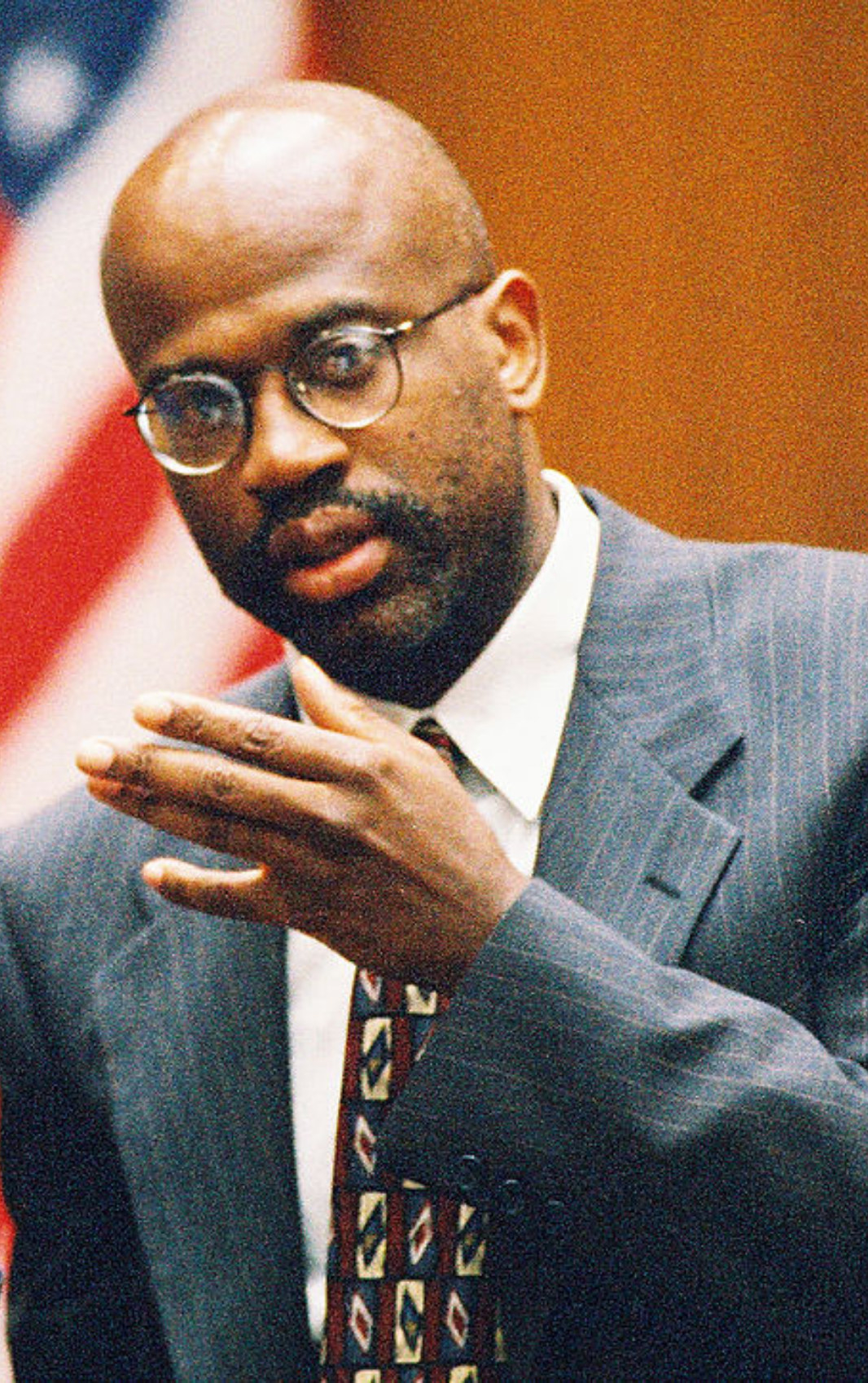 Christopher Darden confer during testimony in the O.J. Simpson murder trial, 1995