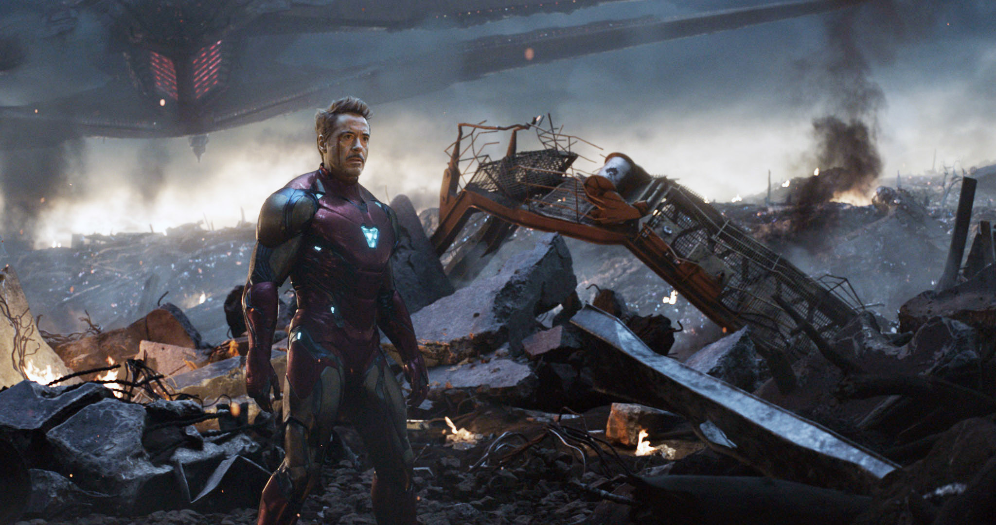 Tony Stark standing in the debris of the fight in &quot;Avengers: Endgame&quot;