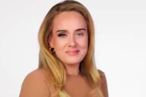adele with half of her makeup done