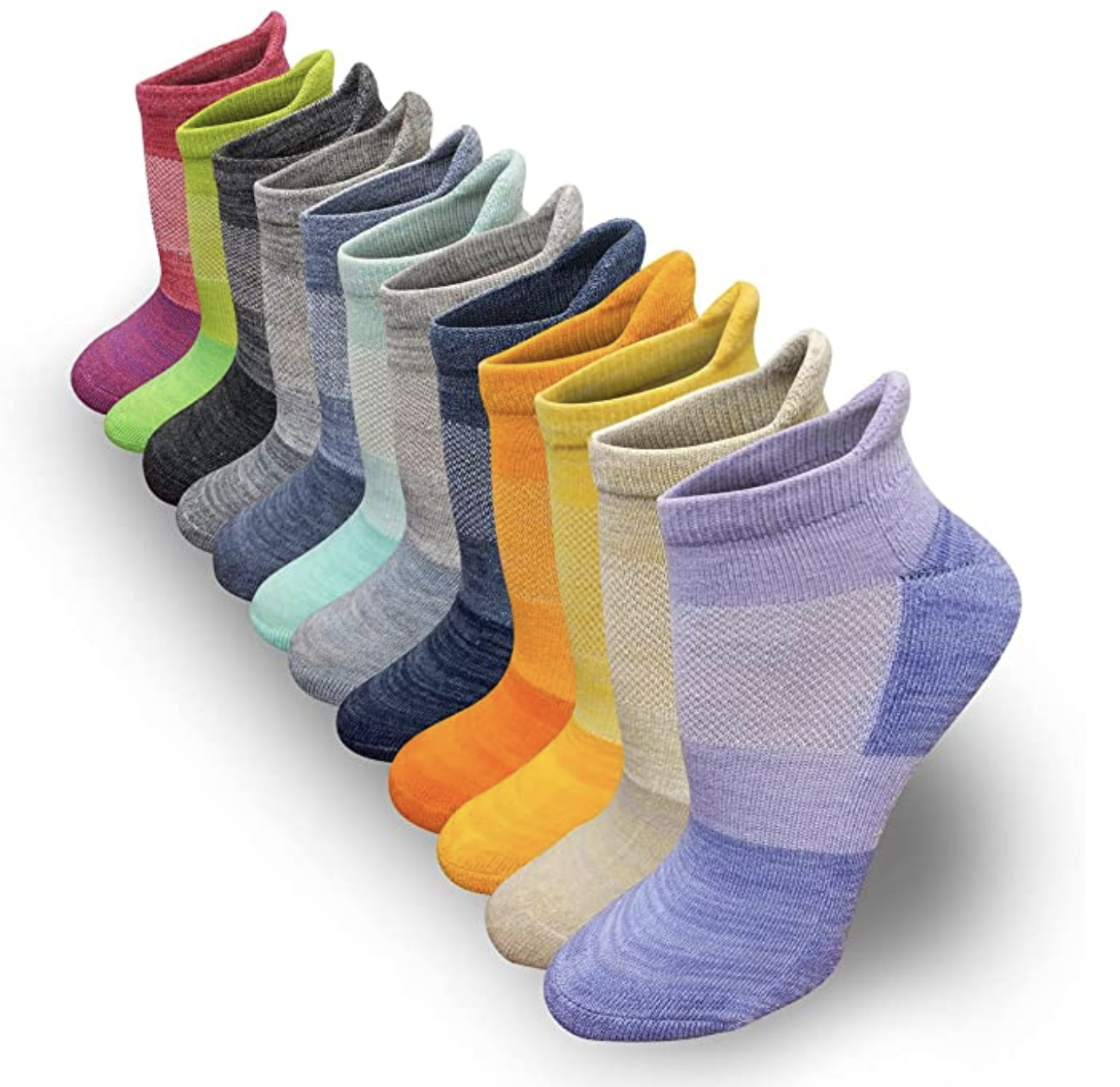 12 pares de calcetines deportivos de corte bajo para mujer