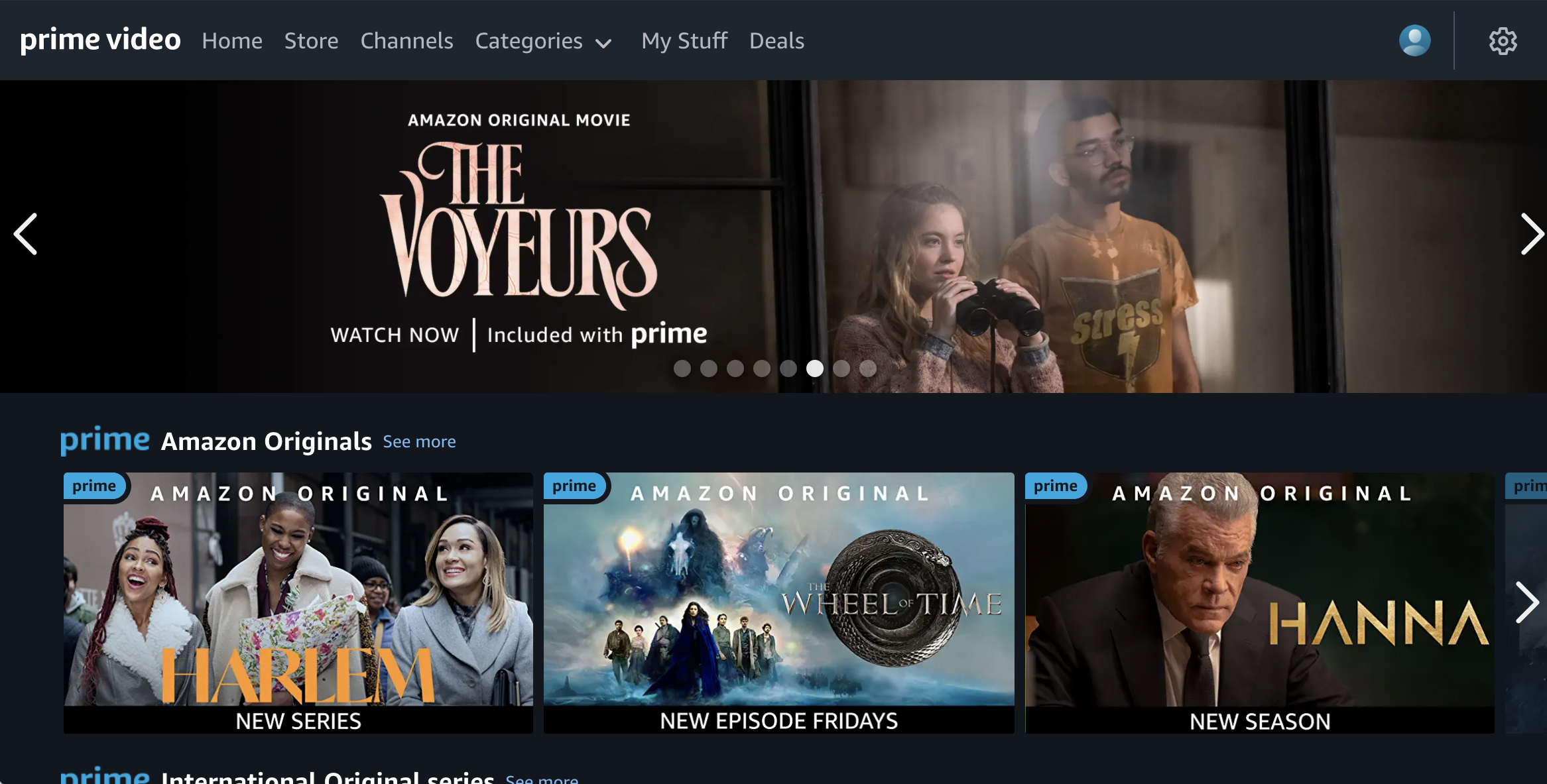 Amazon Prime Video store dashboard