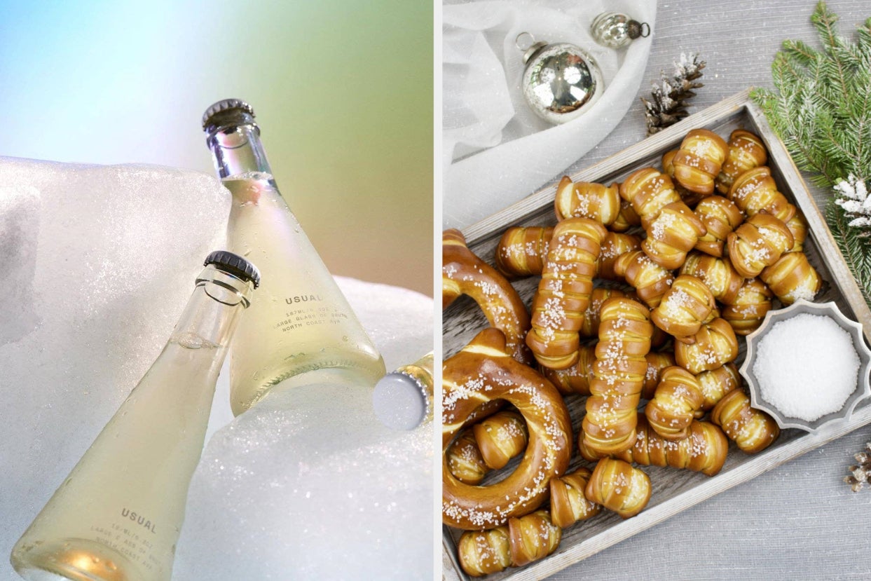 usual wines on the left and soft pretzels on the right
