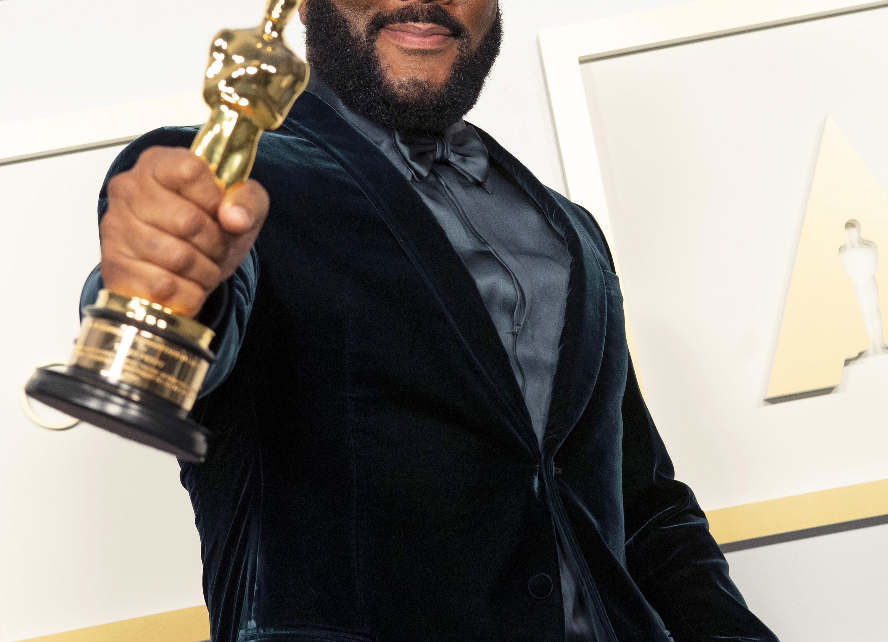 Tyler Perry, winner of the Jean Hersholt Humanitarian Award, poses in the press room during the 93rd Annual Academy Awards at Union Station on April 25, 2021 in Los Angeles, California.