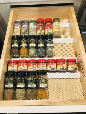spices sitting in an unfilled organizer
