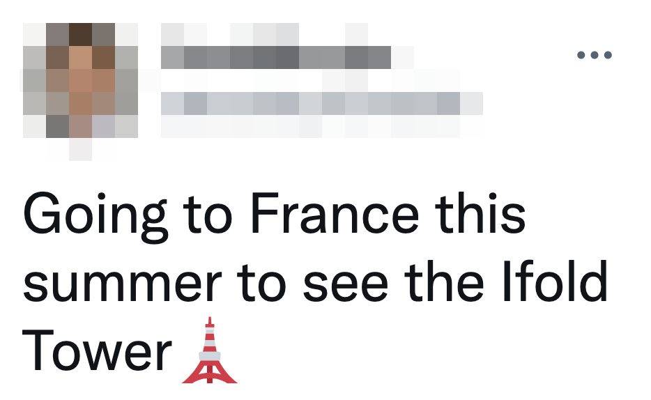 person saying ifold tower instead of eiffel