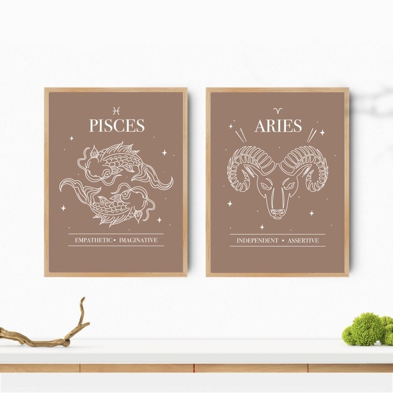 The pices and aries prints in brown