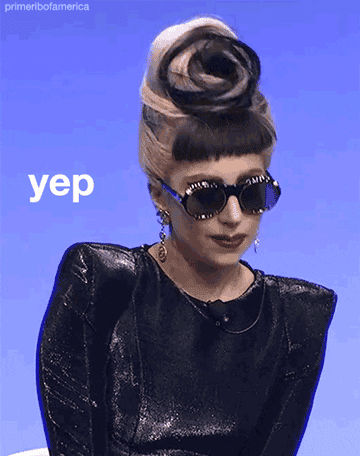 Lady Gaga shaking her head up and down