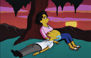 Homer discreetly checks the nonexistent pulse of Mr. Burns and shocks him back to life using a defibrillator in
