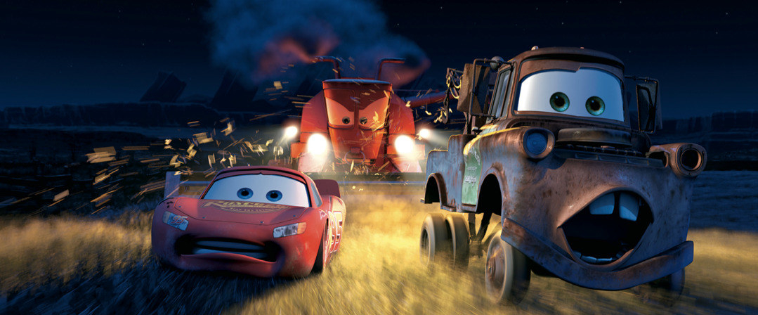 Lightning, Mater, and Frank in Cars