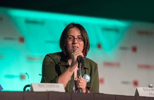 Erica Mendez attends the Anime Expo 2016 at Los Angeles Convention Center on July 02, 2016