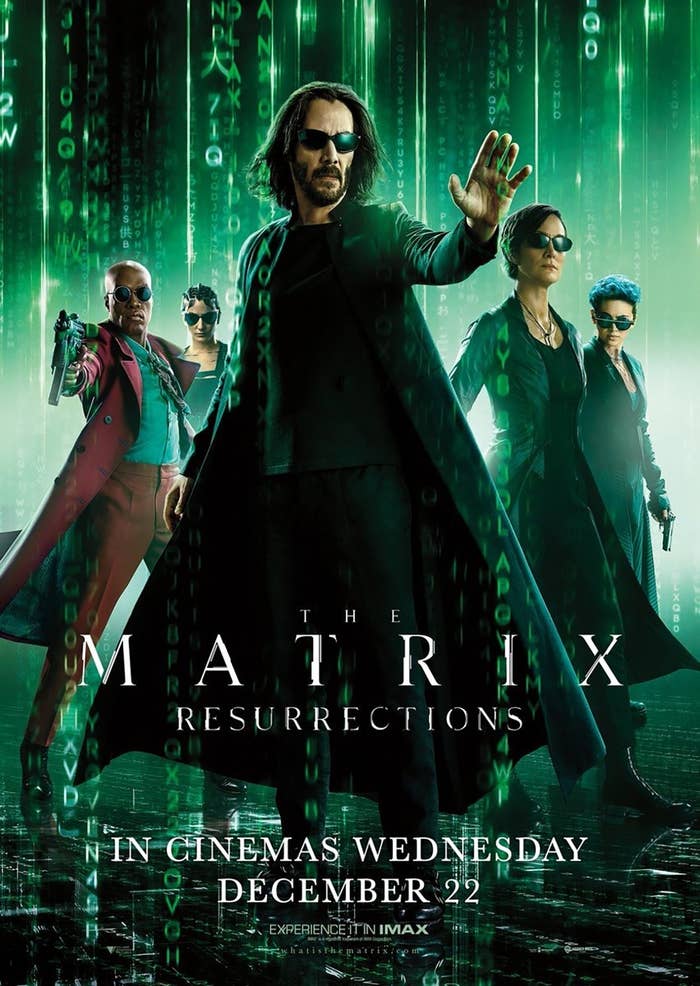 THE MATRIX RESURRECTIONS, (aka THE MATRIX 4), British poster, from left: Yahya Abdul-Mateen II, Erendira Ibarra, Keanu Reeves, Carrie-Anne Moss, Jessica Henwick, 2021