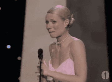 Gwyneth accepting her Oscar