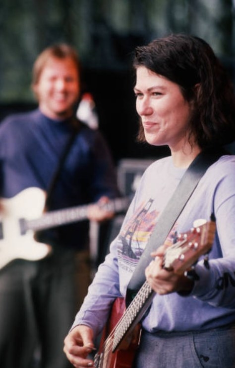 Musician Kim Deal performing at the Werchter Festival with the Pixies