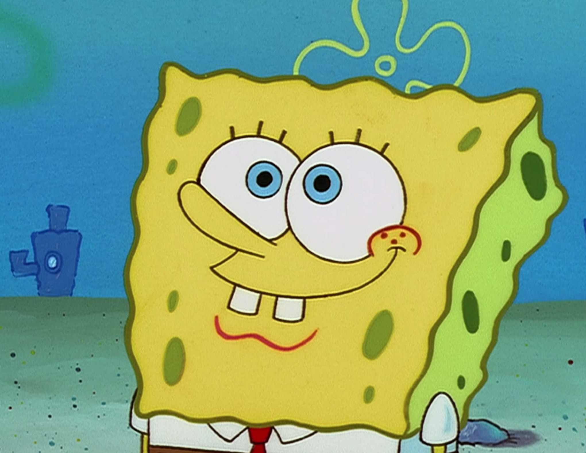 SpongeBob watching Patrick blow bubbles during &quot;SpongeBob SquarePants&quot; season 1, episode 2, &quot;Bubblestand&quot;