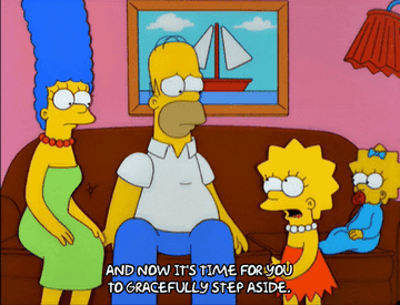 Gif of Lisa Simpson telling Homer, &quot;and now it&#x27;s time for you to gracefully step aside&quot;