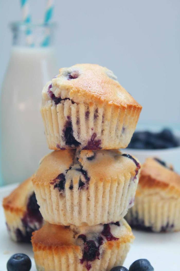 Stack of blueberry muffins