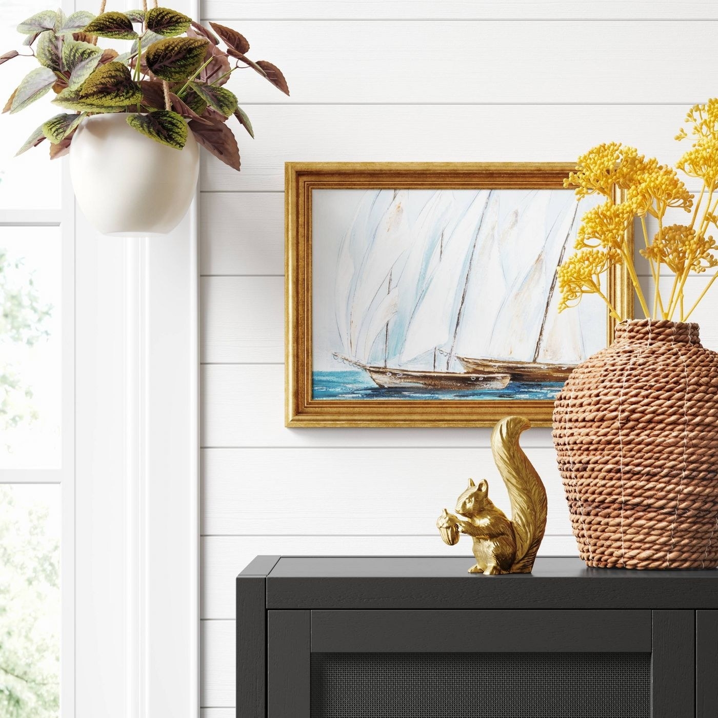 sailboat art with gold frame
