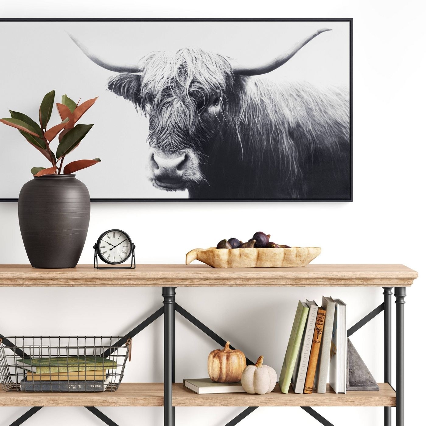 the cow art in a room