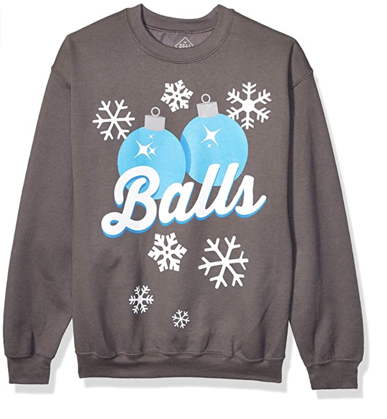 suéter navideño con esferas y la palabra &quot;balls&quot;