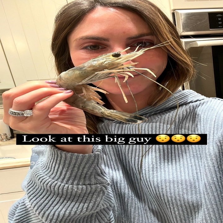 Me holding a very large prawn.