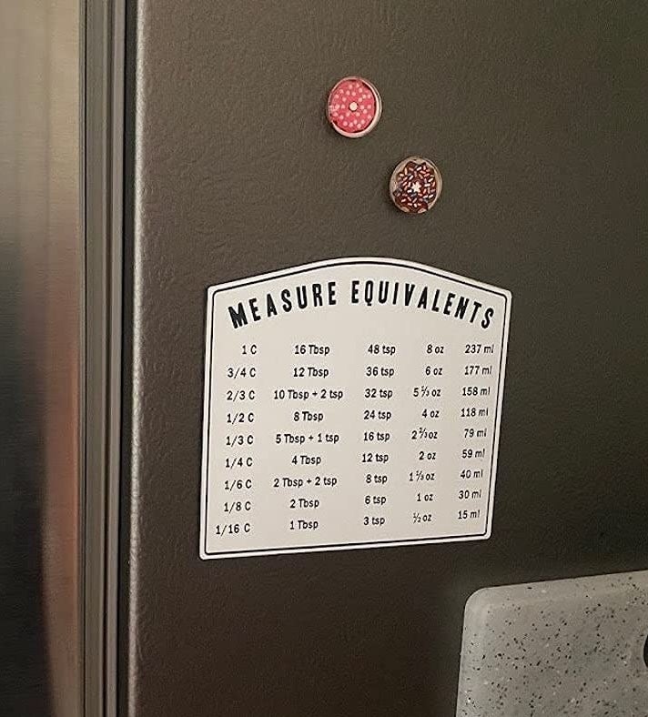 The measurement conversion magnet on the side of a fridge
