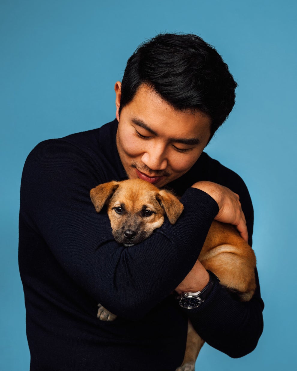 Simu Liu Answers Questions While Playing With Puppies