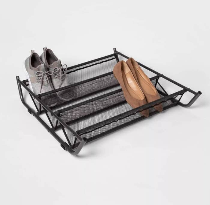 An image of a under bed mesh shoe rack