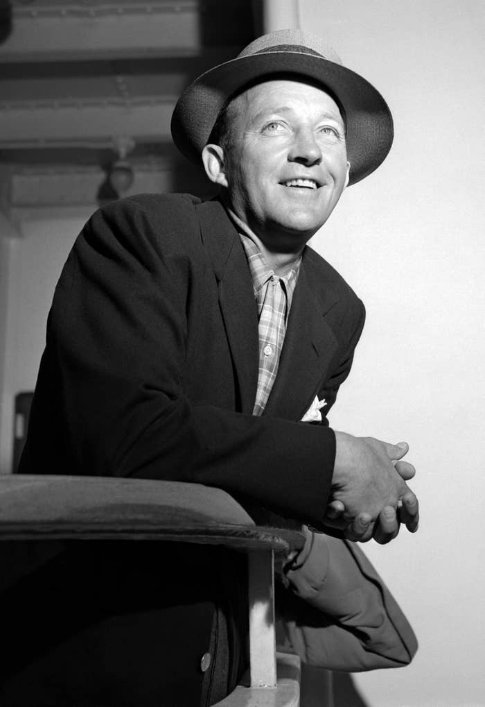 Bing Crosby poses on a ship