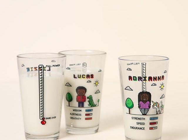 Three personalized gamer pint glasses