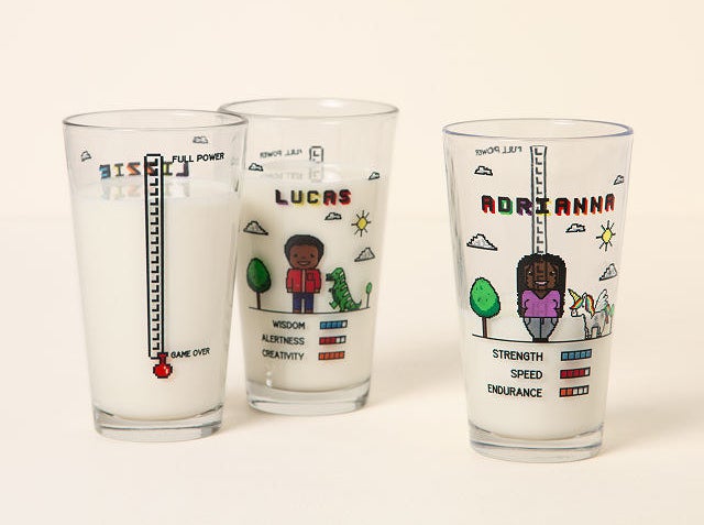 Three personalized gamer pint glasses
