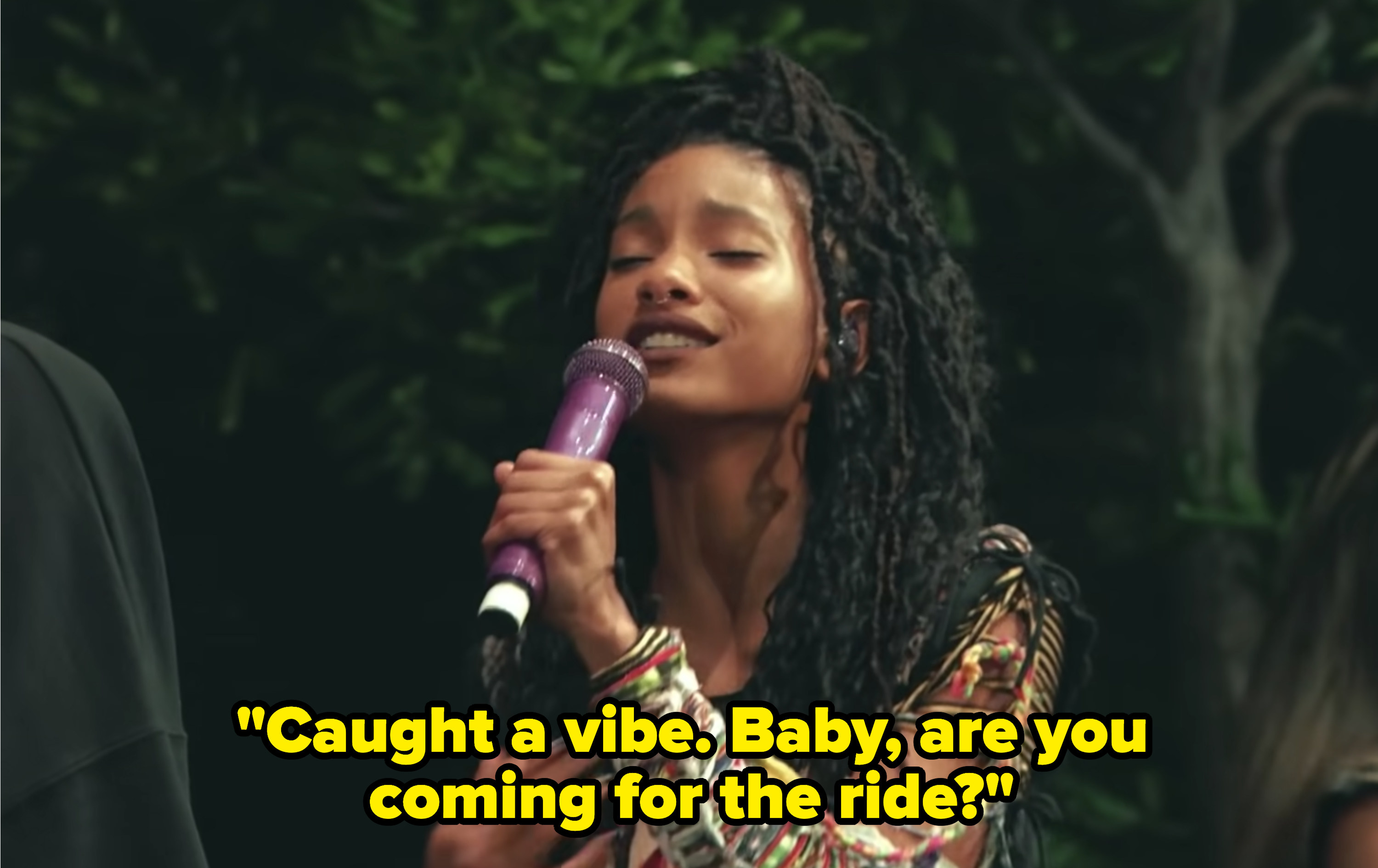 Willow signs &quot;Caught a vibe. Baby, are you coming for the ride&quot;