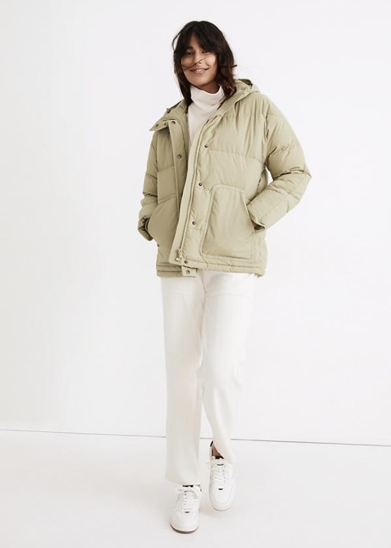 A quilted puffer parka