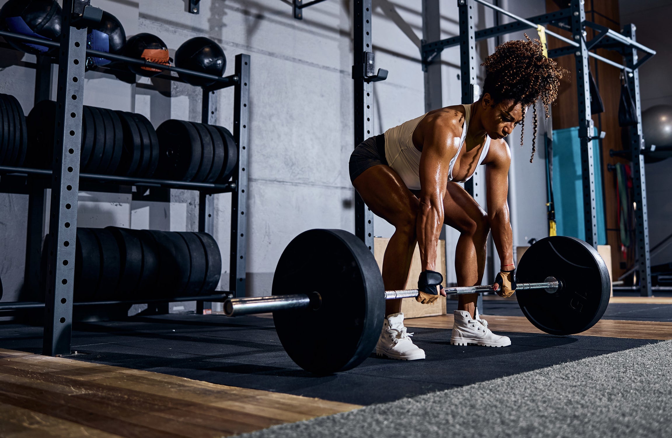 a woman weightlifting