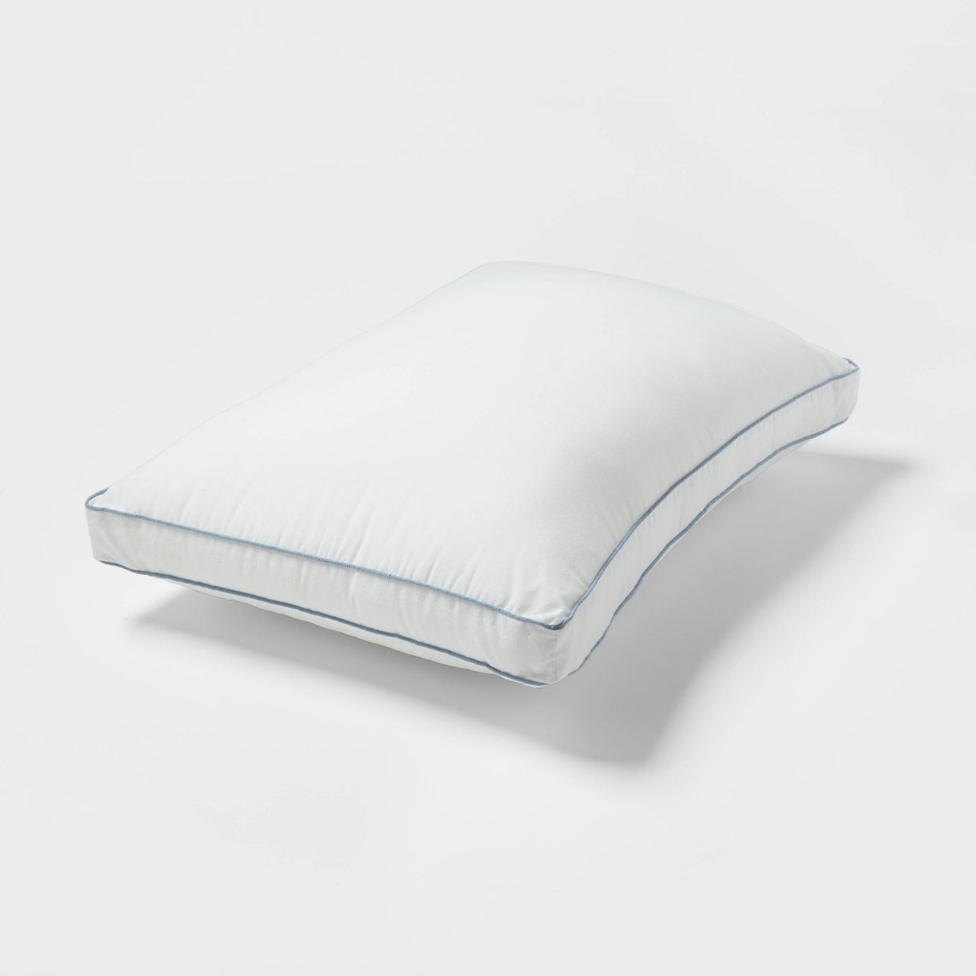 extra firm down pillow with blue piping