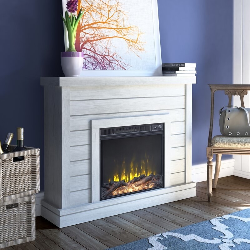 The electric fireplace in white