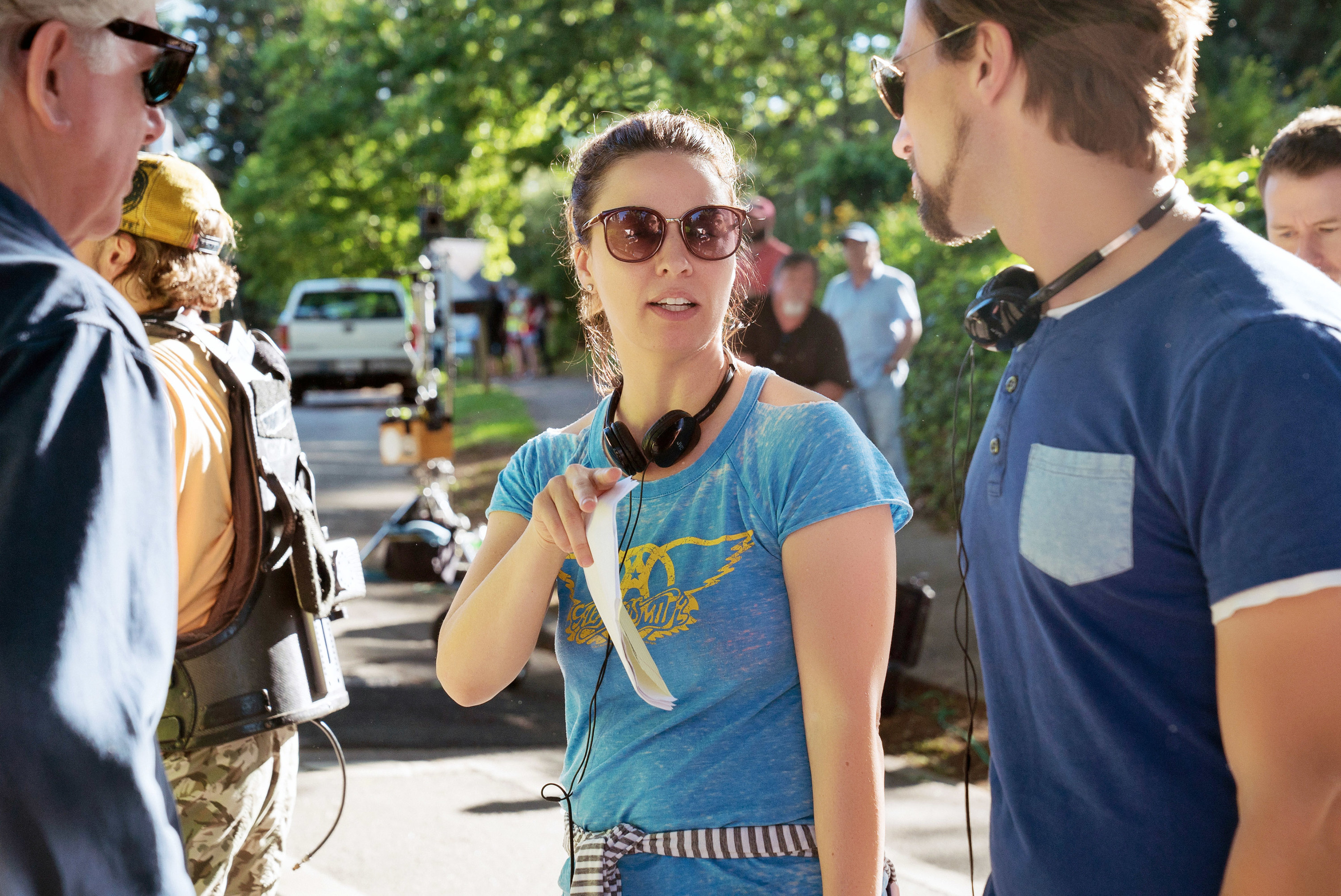 Director Kay Cannon on set