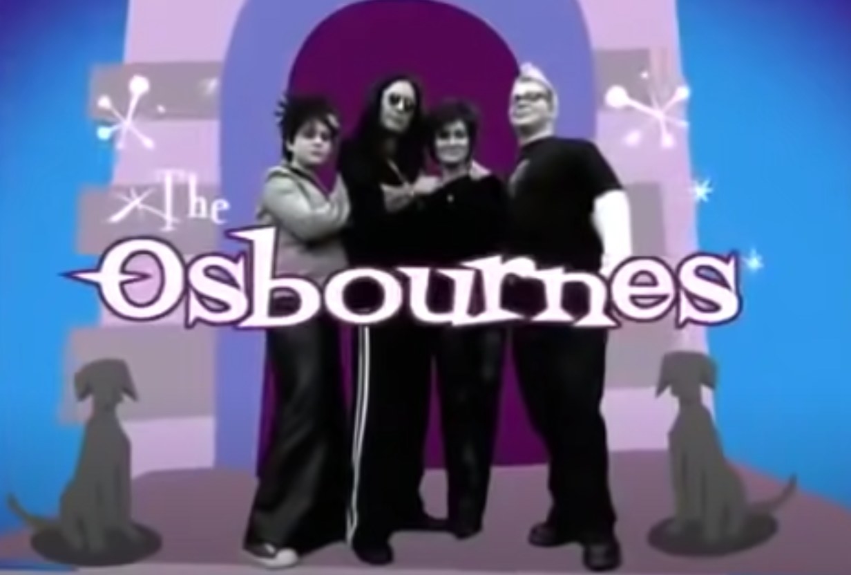 A still of the Osbourne family from the intro of their MTV reality TV series, &quot;The Osbournes&quot;