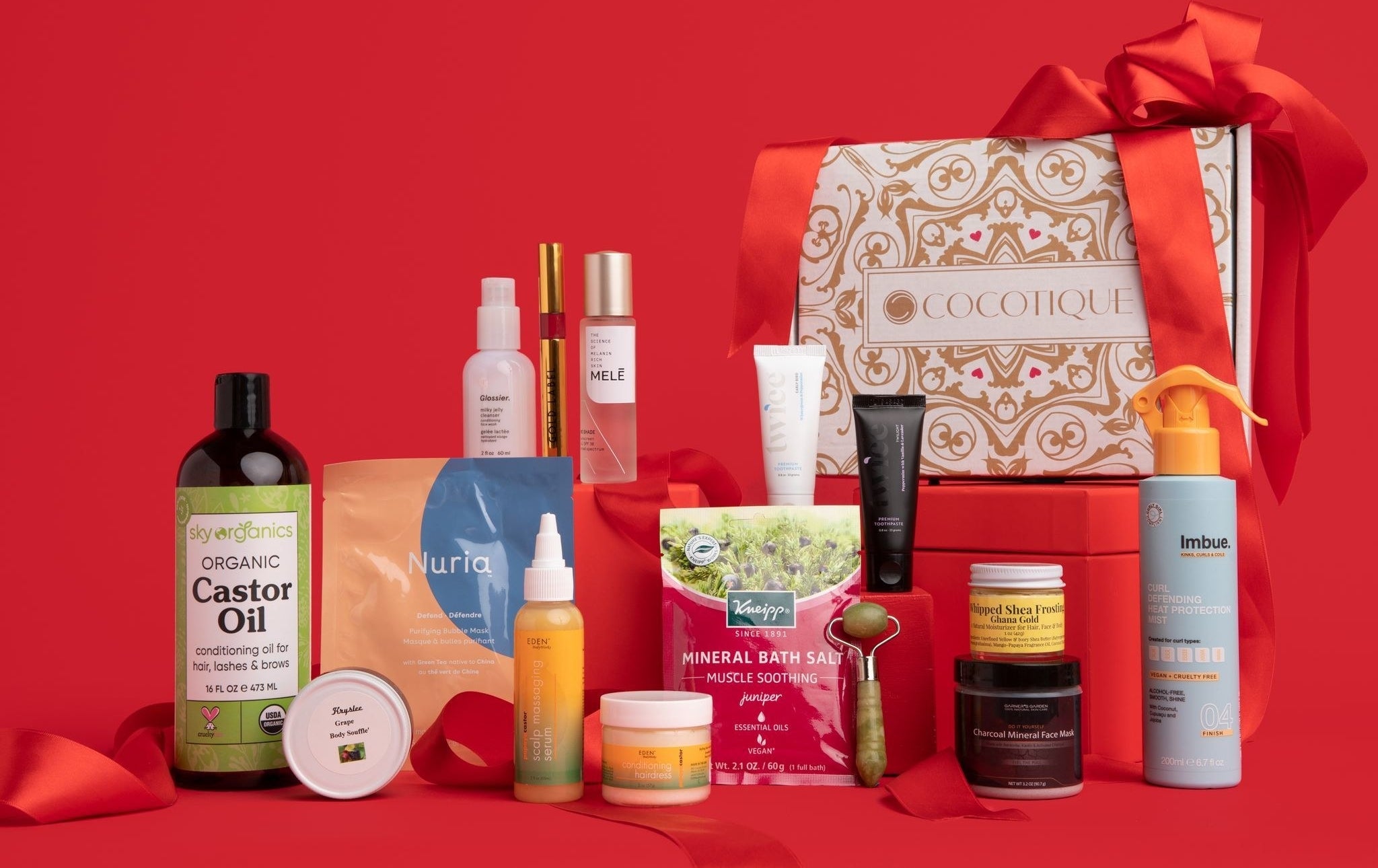 Cocotique&#x27;s limited-edition holiday box with a variety of beauty products