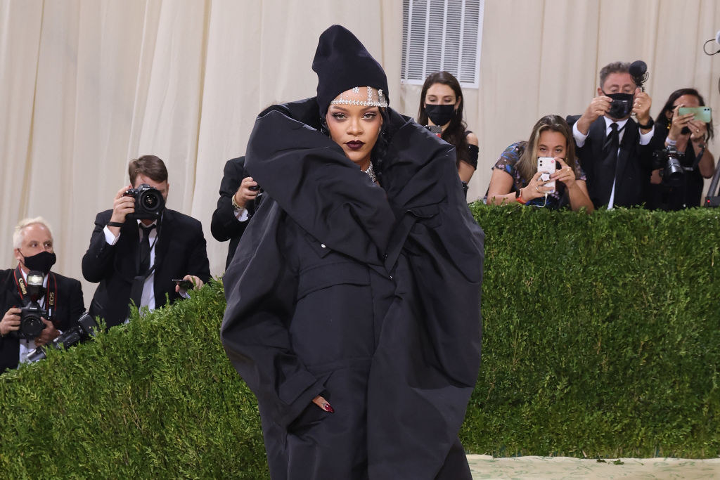 Rihanna being photographed at the Met gala