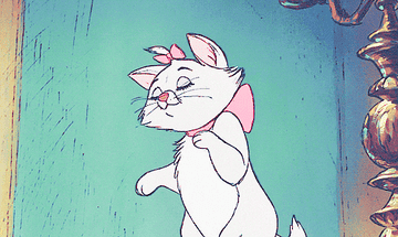 a gif of marie from the artistocats fluffing herself up