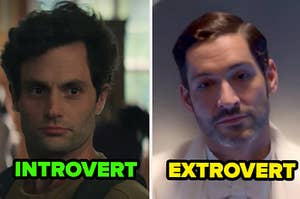 Joe Goldberg is on the left labeled, "Introvert" with Lucifer labeled, "extrovert"