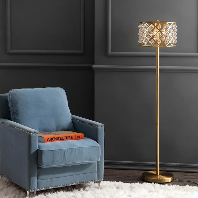 gold floor lamp with crystal shade