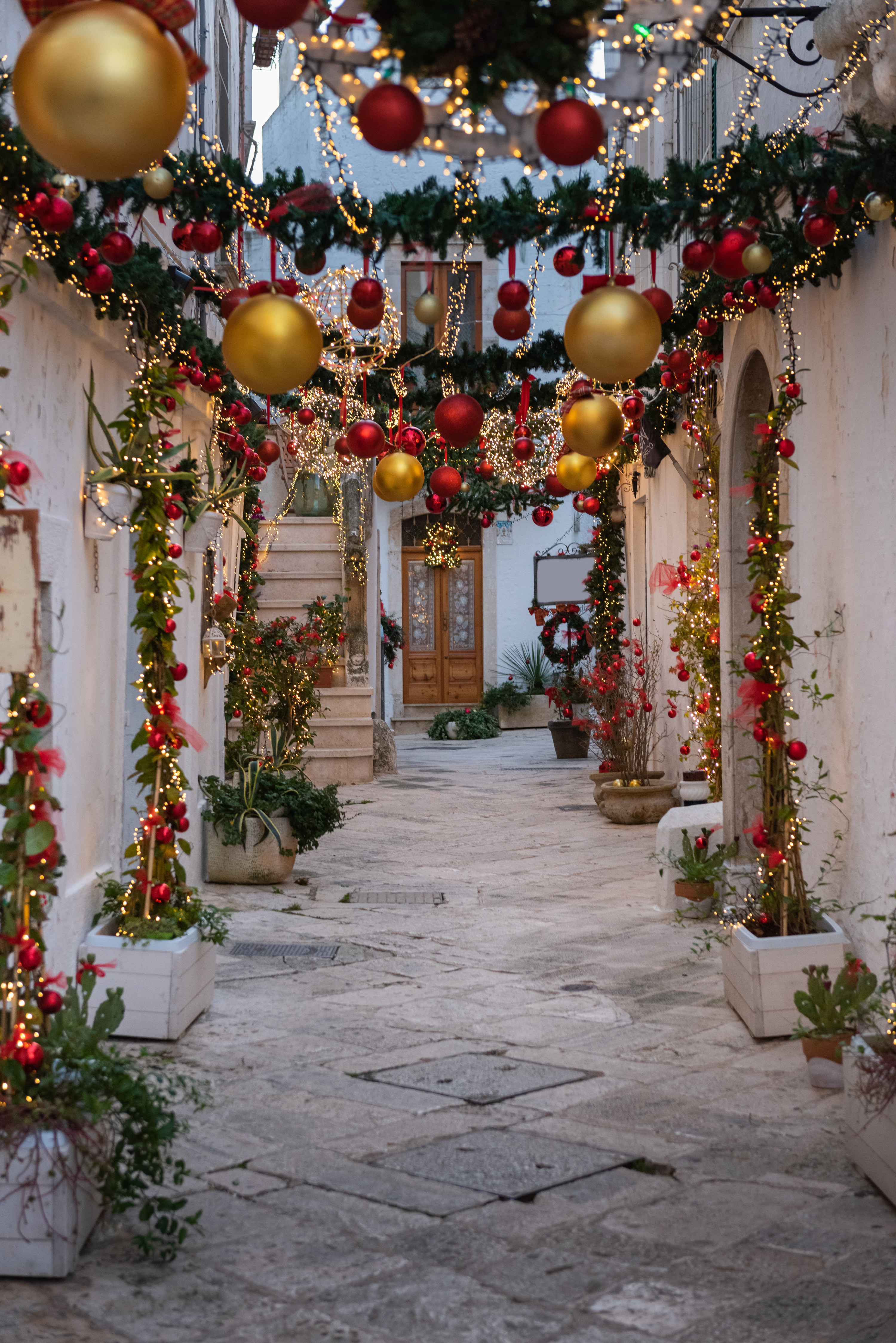 Christmas atmosphere in the little town Locorotondo in Puglia, Italy