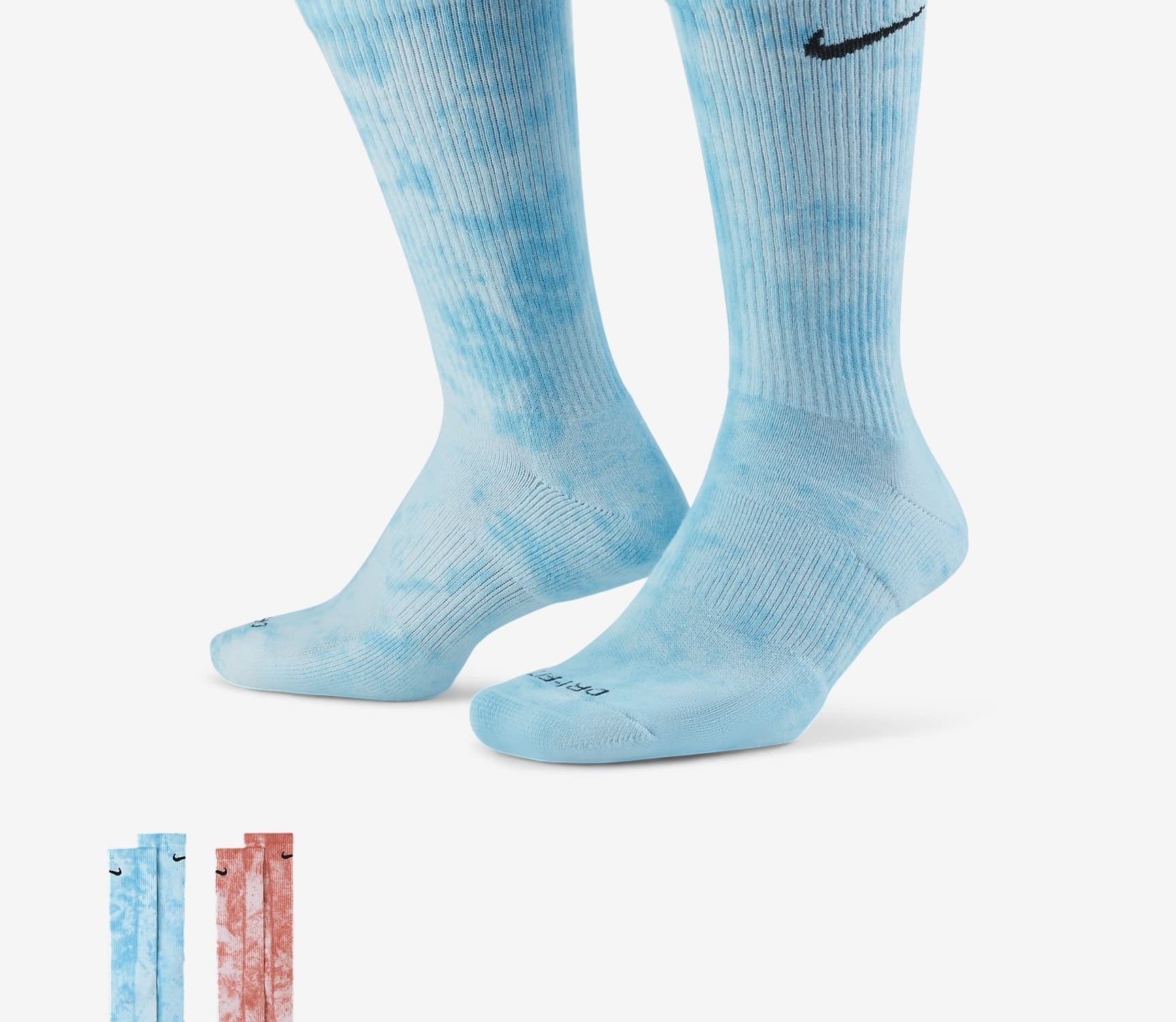 A pair of blue tie dye socks