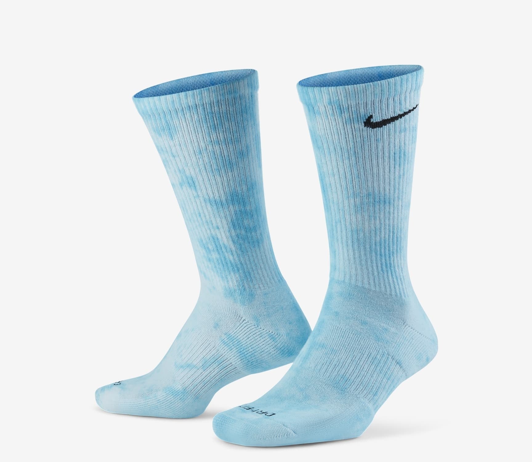 A pair of blue tie dye socks
