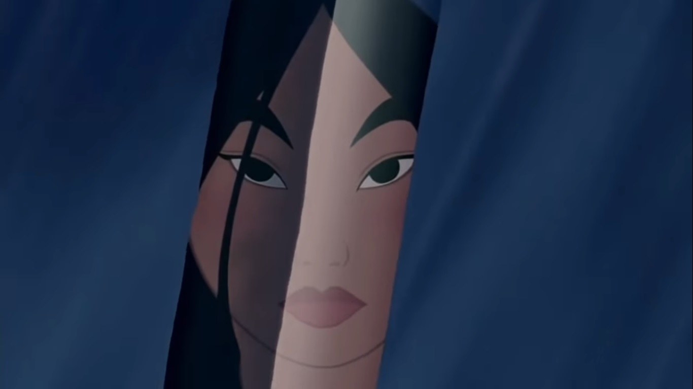 Mulan reflected in a sword