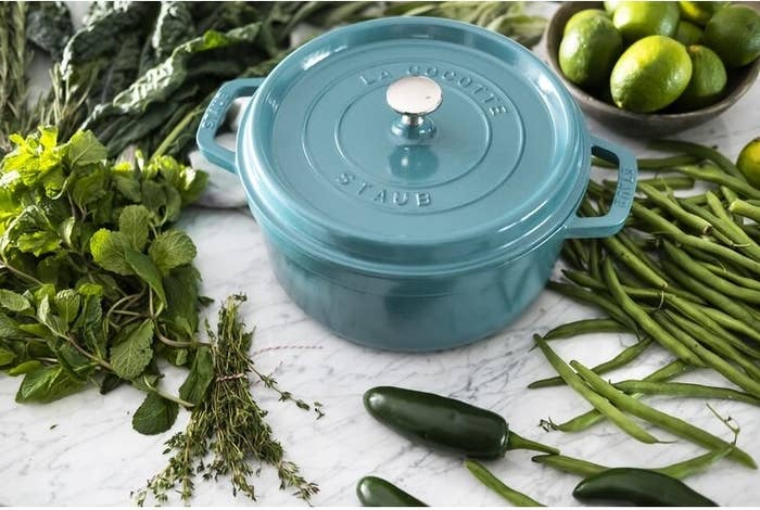The Staub dutch oven in turquoise